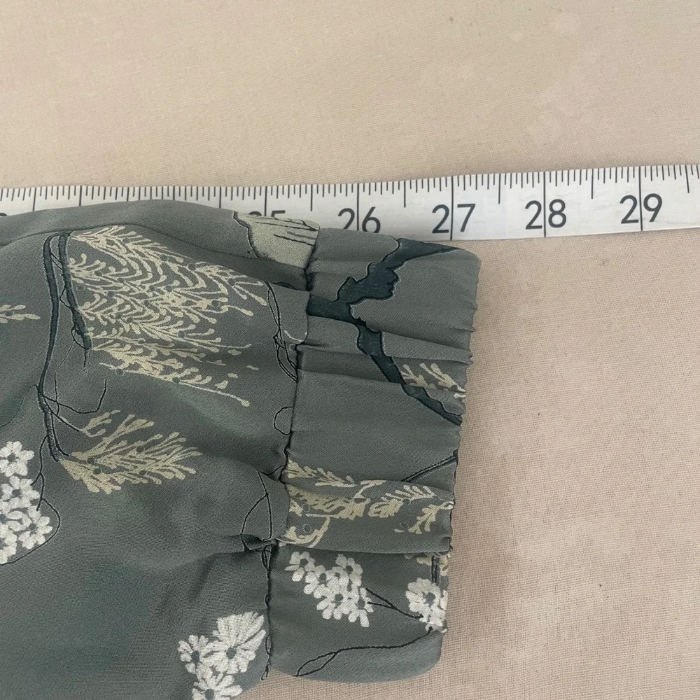 Rituals Satin Floral Bomber Jacket XL Sage Green Art -to- Wear Art Teacher